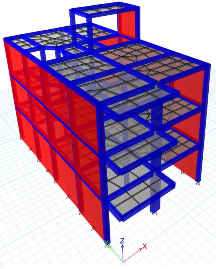 Figura N° 3.5 Modelo estructural de la vivienda 01. 