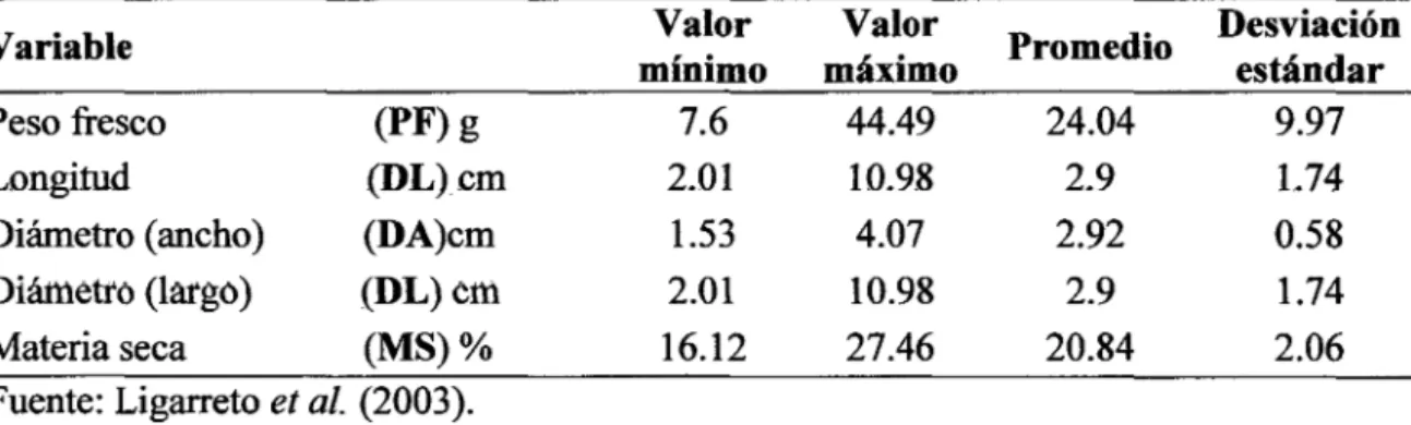 Tabla  2.  Estadística descriptiva de las variables cuantitativas evaluadas en 50 genotipos de  Solanum  phureja  de Colombia
