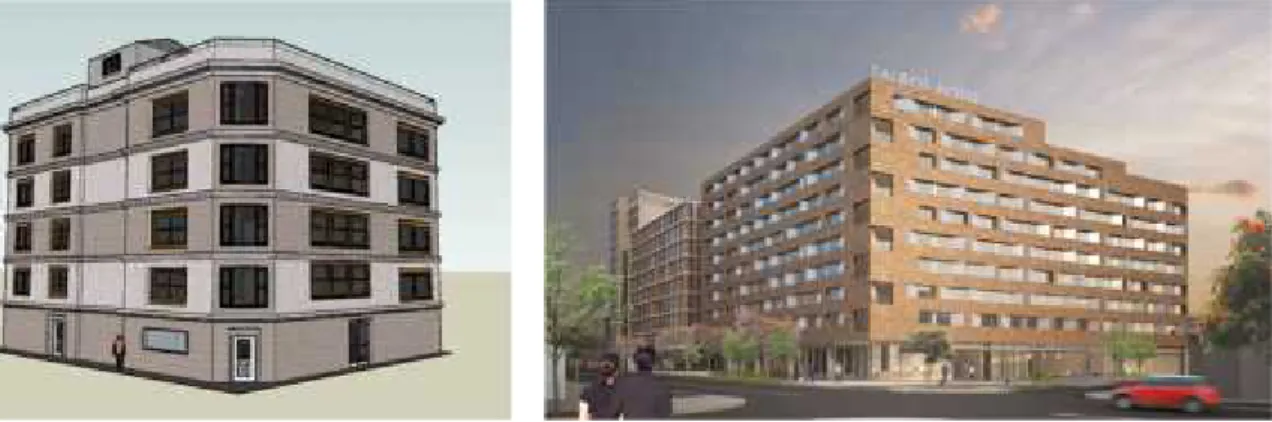 Figura 2.1 (a) Edificio de mediana y (b) edificio de gran altura