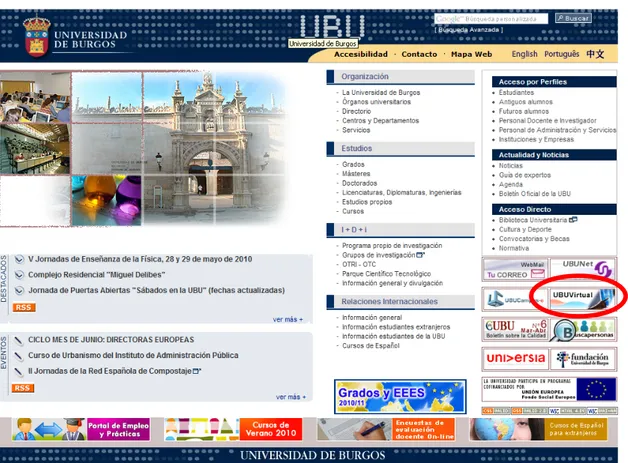 Fig. 1. Enlace UBUVirtual 