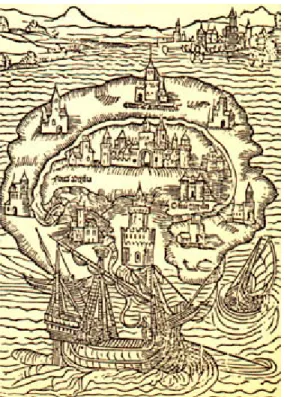 Ilustración de la primera edición de Utopia (1516). 