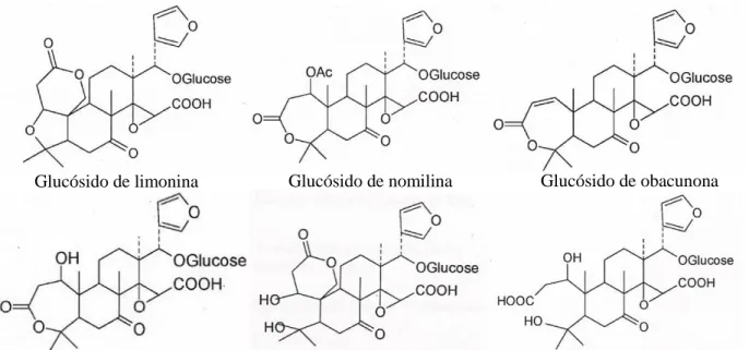 Fig. 2.4. Estructuras de algunos glucósidos de cítricos (Patil y col., 2009). 