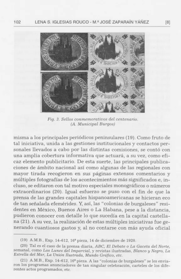 Fig.  3.  Sellos conmemorativos del centenario.