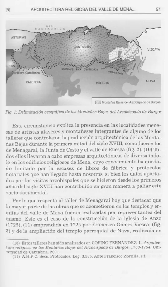 Fig.  1:  Delimitación geográfica de las Montañas Bajas del Arzobispado de Burgos