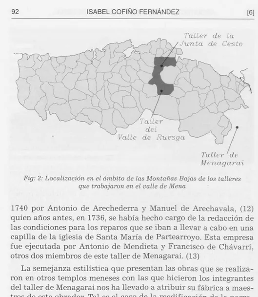 Fig: 2:  Localización en el ámbito de las Montañas Bajas de los talleres que trabajaron en el valle de Mena