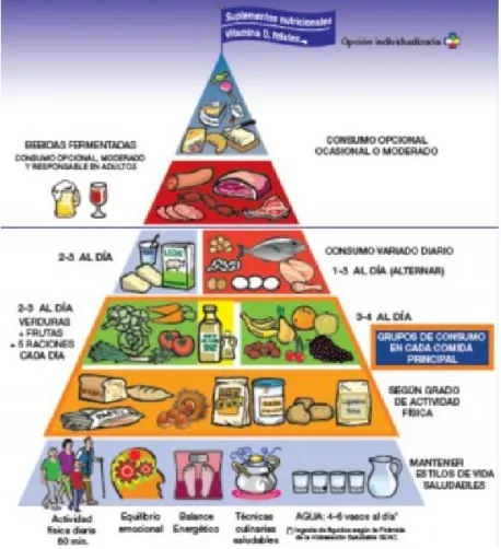 FIGURA 2. Pirámide de la alimentación saludable (SENC, 2015). 
