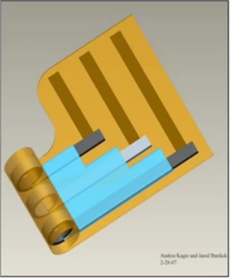 Figura 2.- Biosensor electroquímico flexibles en Kapton para inserción en el lagrimal