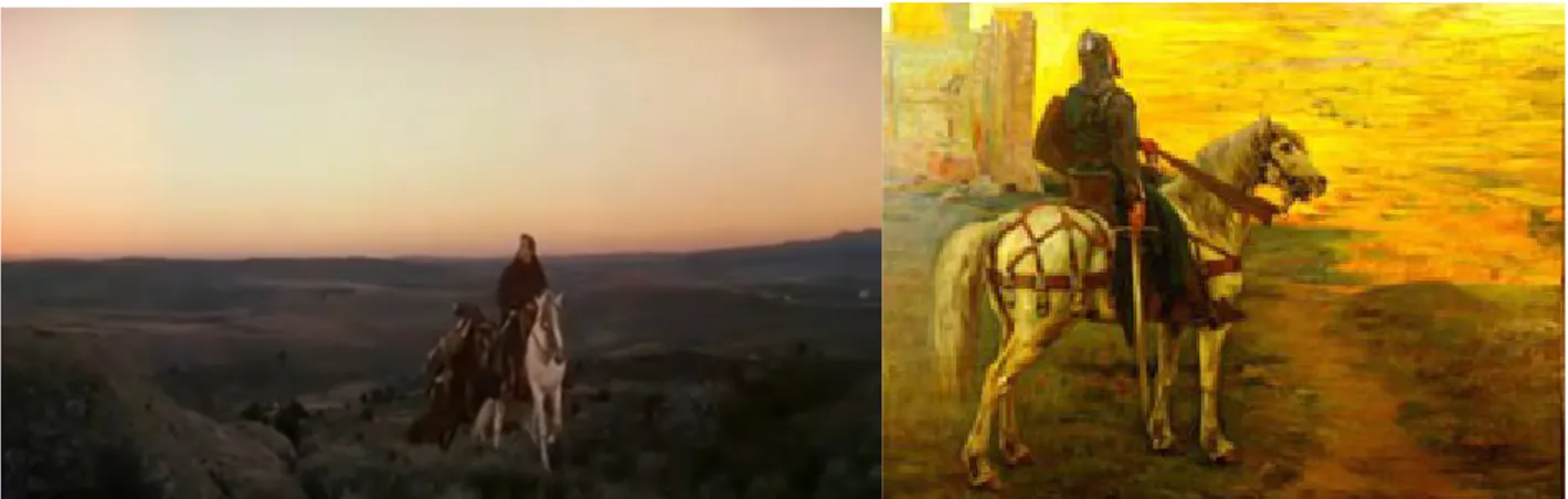 Ilustración 9: Marceliano Santamaría con el cuadro Se va ensanchando Castilla (dcha.) y Anthony  Mann demostraron ser dos grandes paisajistas.