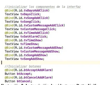 Ilustración 6: Inyección de widgets sin ButterKnife