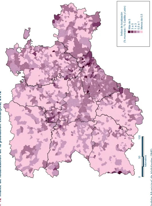 Figura A-12 Índice de localización de la población extranjera, 2012 Fuente: Padrón Municipal de Habitantes(INE).