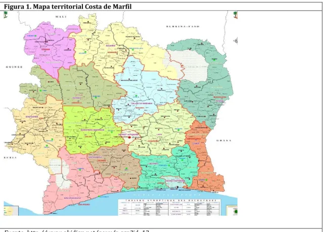 Figura 1. Mapa territorial Costa de Marfil 