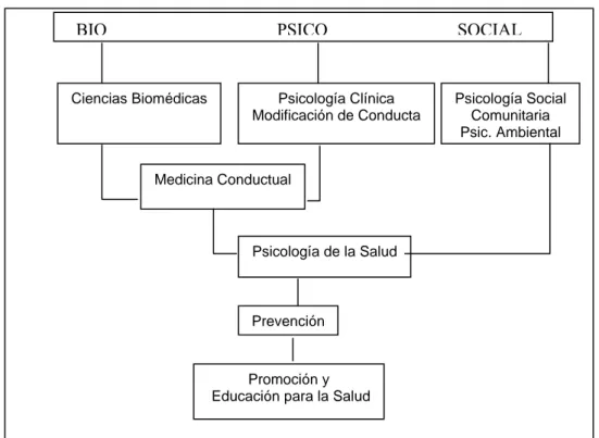 Gráfico 2.5. Relación existente entre diversas ciencias. Fuente: Buela-Casal y cols., (1996, p .9)
