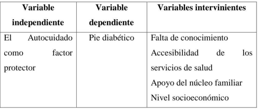 Cuadro 2: Variables de estudio. 