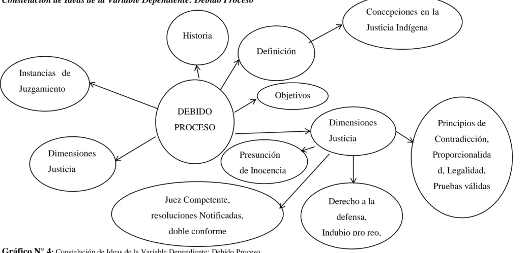 Gráfico N° 4 : Constelación de Ideas de la Variable Dependiente: Debido Proceso  Elaborado por: Alejandra Paola Barrionuevo Silva