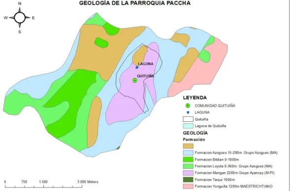 Ilustración 7. Geología de la parroquia Paccha perteneciente al Cantón Cuenca. 