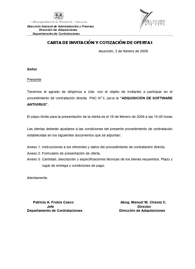 Carta De InvitaciÓn Y CotizaciÓn De Ofertas 5224