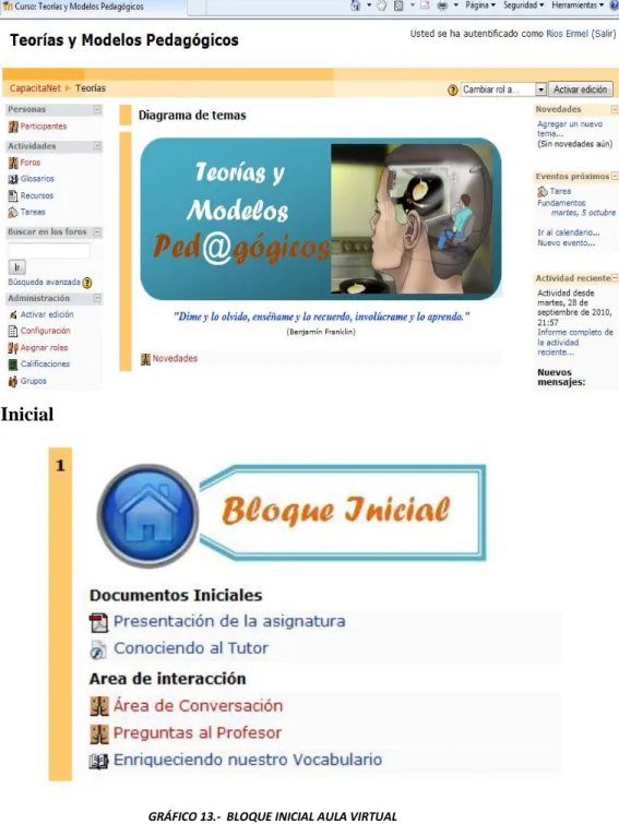 GRÁFICO 13.-  BLOQUE INICIAL AULA VIRTUAL 