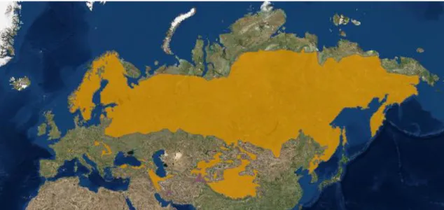 Figura 2: Distribución del lince boreal actual (Breitenmoser et al., 2015). 