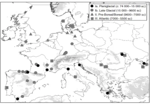 Figura 7: Distribución de Lynx sp. en el Pleistoceno Superior y Holoceno según Sommer y  Benecke (2006) 
