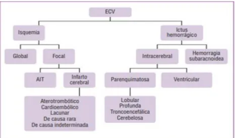 Figura I. Clasificación de la enfermedad cerebrovascular (ECV) según su naturaleza.  