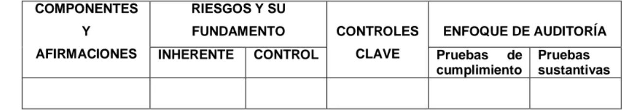 Tabla 3. Matriz de evaluación preliminar del riesgo de auditoría 