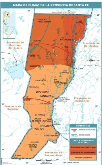 Figura 1: Mapa Climático de la Provincia de Santa Fe. 