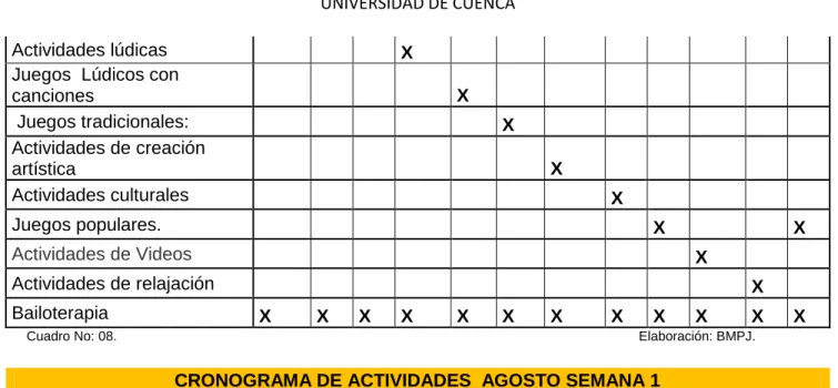 Cuadro No: 08.                                                                                                                                             Elaboración: BMPJ.