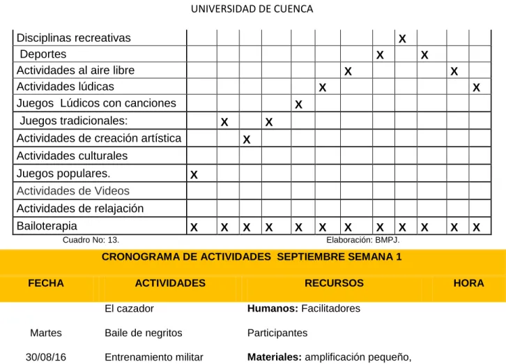 Cuadro No: 13.                                                                                         Elaboración: BMPJ.