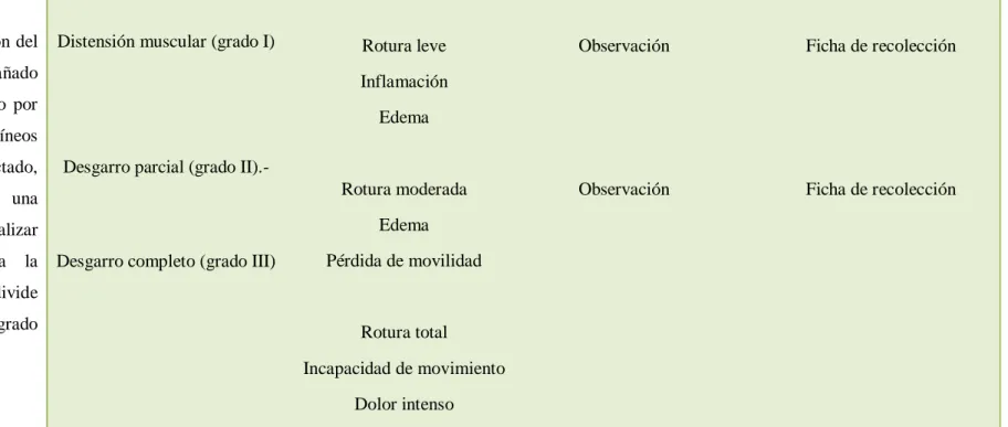 Tabla 1 Operalización de Variable Dependiente 