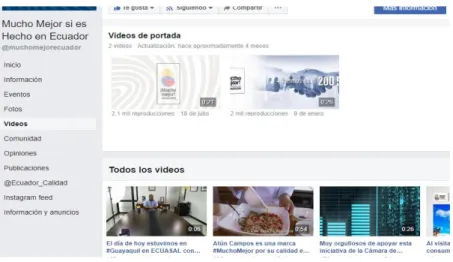 Ilustración 7 Uso del producto “video” de Facebook, por la página de  Mucho Mejor si es Hecho en Ecuador 