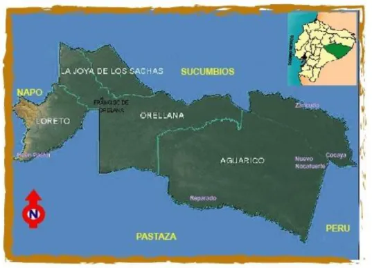 Figura 3.2 Provincia de Orellana (EDUPEDIA, 2018)