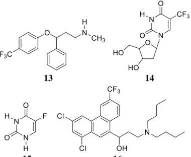 Figure  9  presents  structures  of  fluorinated  organic  derivatives  having  an  application as fluoroparmaceuticals e.g