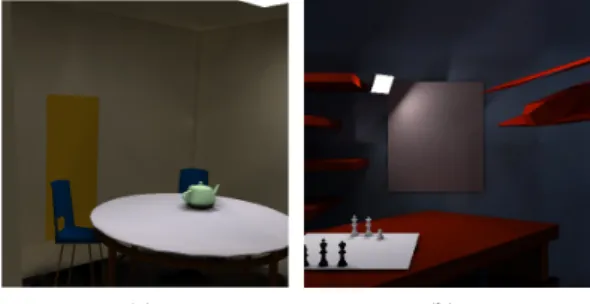 Figure 4: Test scenes (a) Teatime (b) Chesstime.
