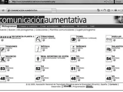 Figura 1. Interfaz de Aumentativa.net