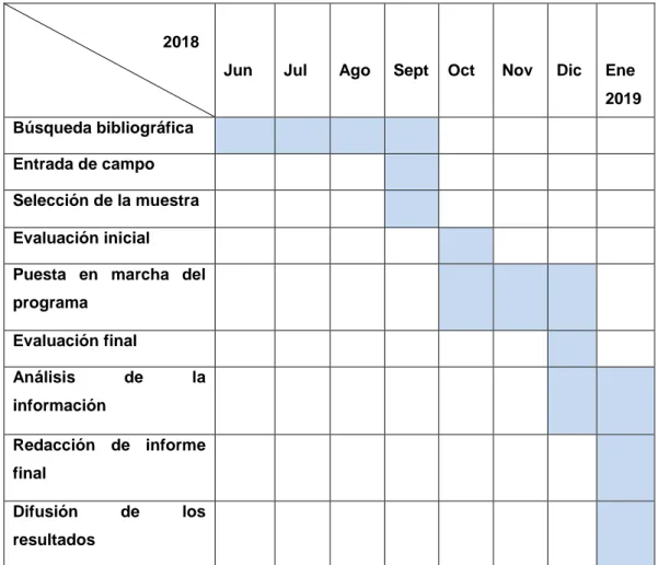 Tabla III. Cronograma. 