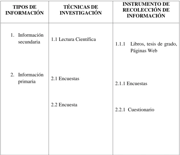 CUADRO 4: Plan de Recolección de Información 