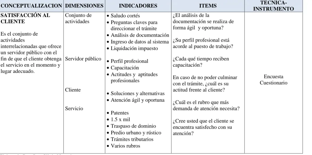 Tabla Nº3  Conceptualización Variable Dependiente 