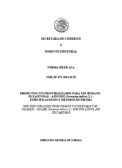 Secretaria De Comercio Fomento Industrial Norma Mexicana Nmx Ff Scfi 7849