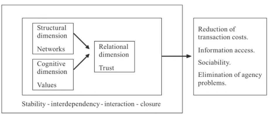 Figure 1:  Causallinksbetweensocialcapitaldimensions.