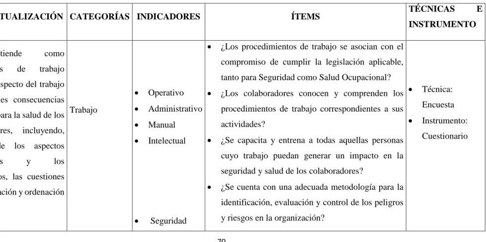 Cuadro N°  2. Variable Independiente 