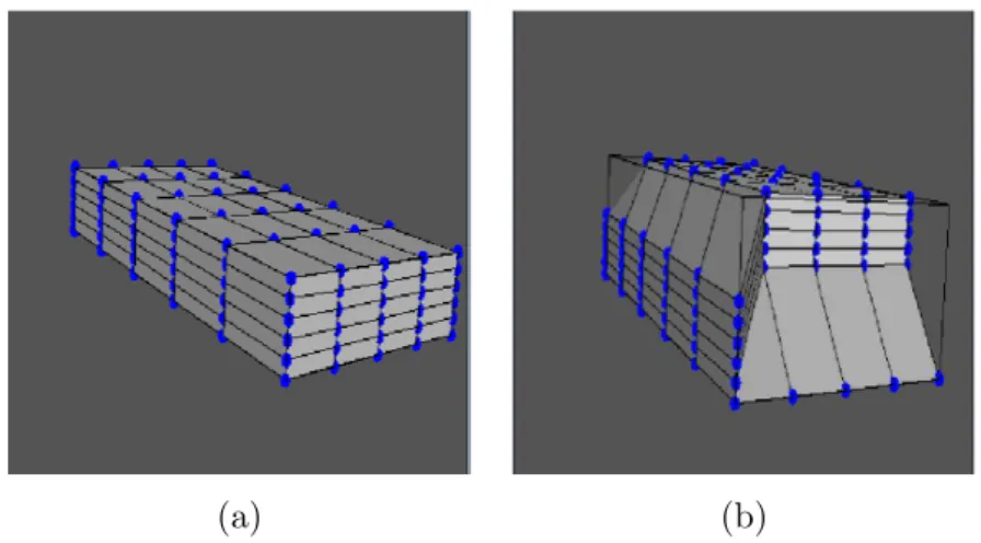 Figure 3.5: Group mutation operator. (a) Original mesh. (b) Individual generated after the group mutation.