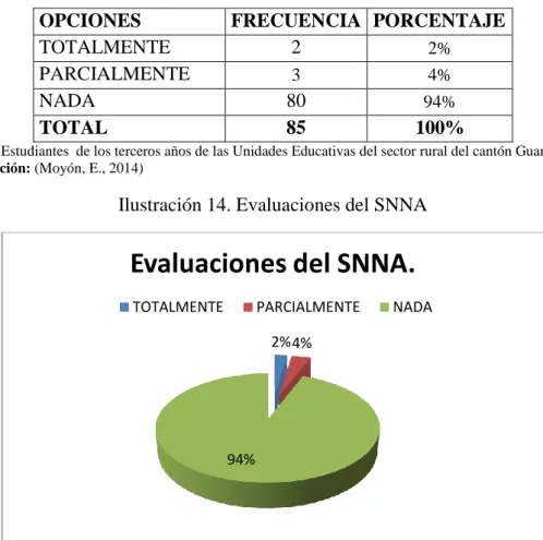 Ilustración 14. Evaluaciones del SNNA 