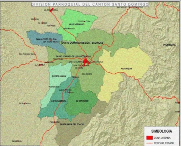 Figura 4. Mapa de la ubicación del Cantón Santo Domingo 