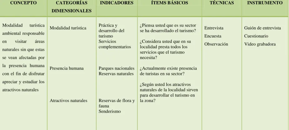 Cuadro 3 Operacionalización Variable Independiente 