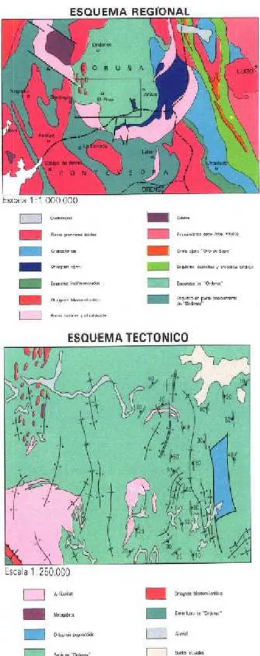 Fig. 5.2. Esquema geológico regional, tomado del Mapa Geológico de España (IGME) nº 95 Pino Fig 5.3