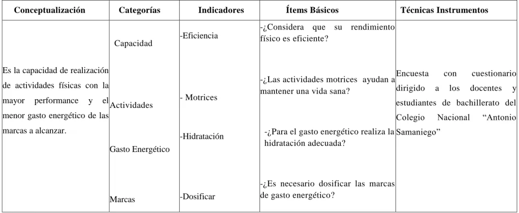 Cuadro N° 3: Rendimiento Físico 