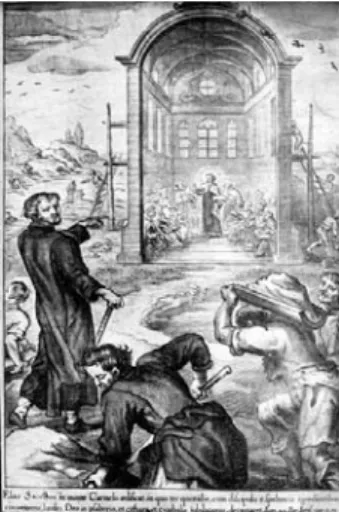 Fig. 01. The prophet Elijah, founder of the Carmelite Order, gesturing toward the Holy Spirit window at the