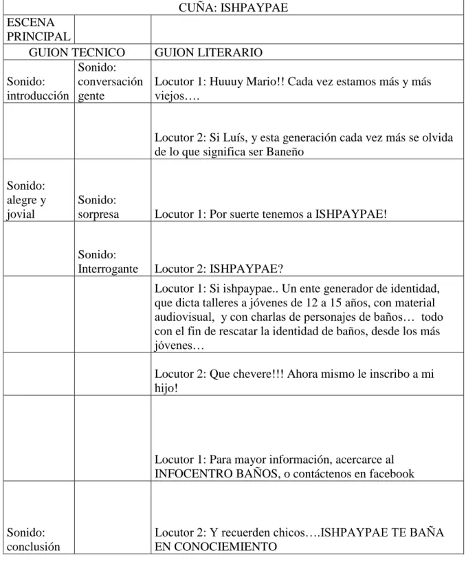 Cuadro 14: CUÑA PUBLICITARIA 