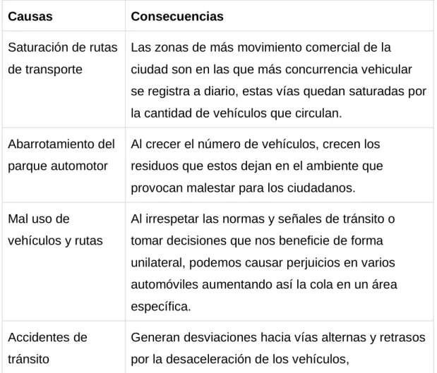 Cuadro N. 1 Causas y Consecuencias 