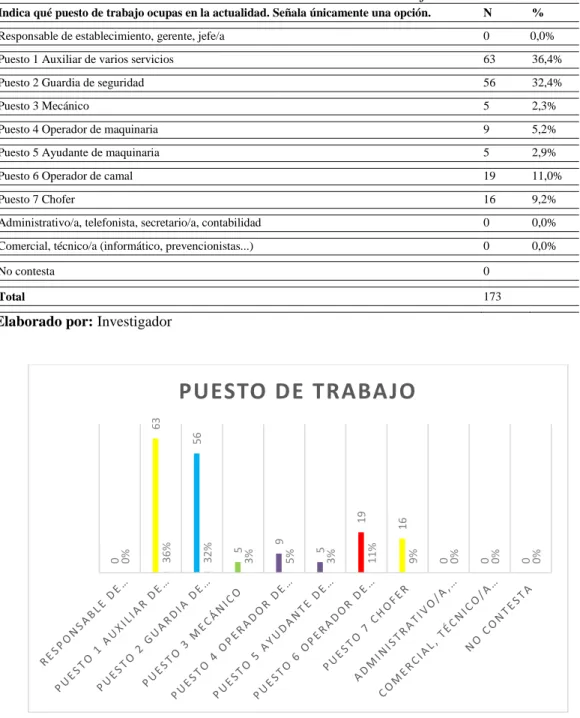 Tabla 10. Puesto de trabajo 